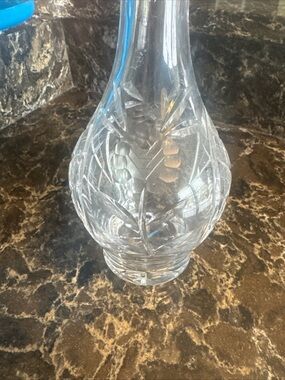 Clear Cut Glass Bud Vase - Crystal Floral Etching